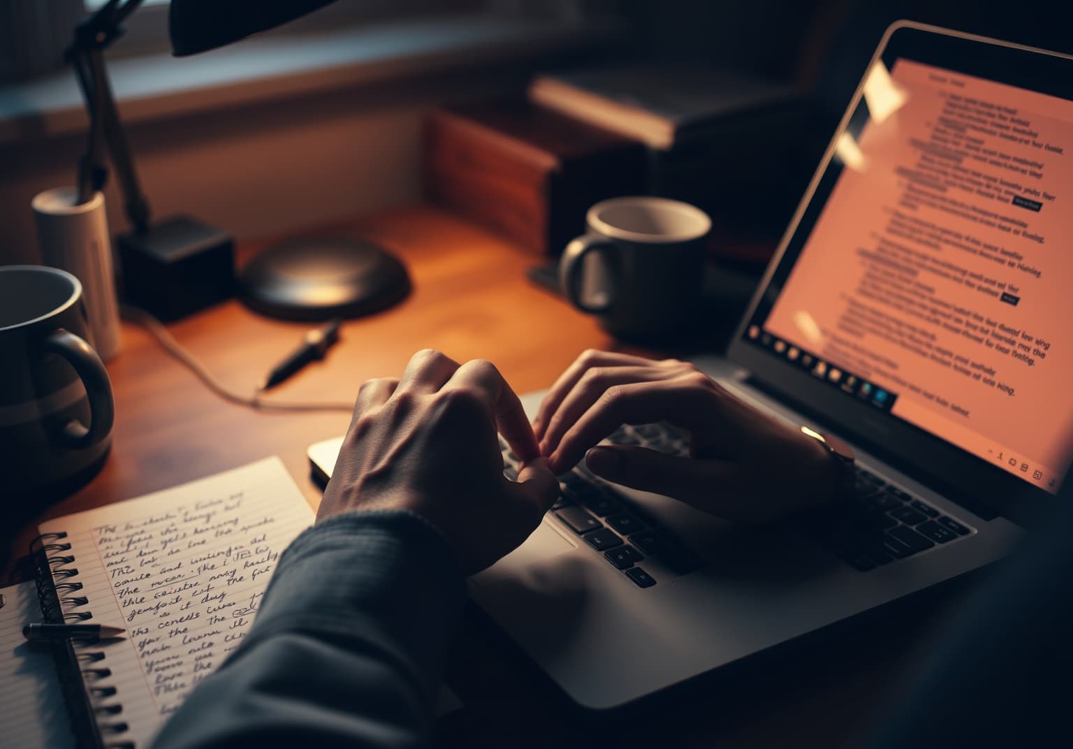 Founder workspace at dusk