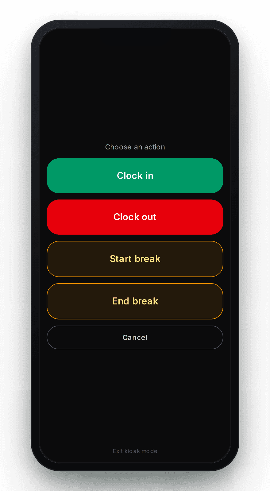 ShiftDeck clock-in on a phone
